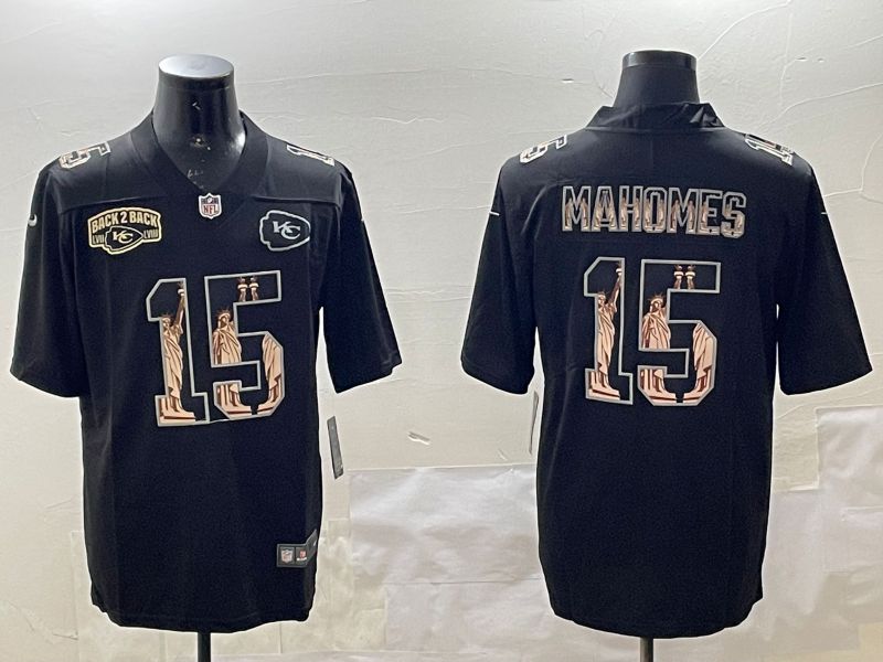 Men Kansas City Chiefs #15 Mahomes Black 2025 Nike Vapor Limited NFL Jersey style 14